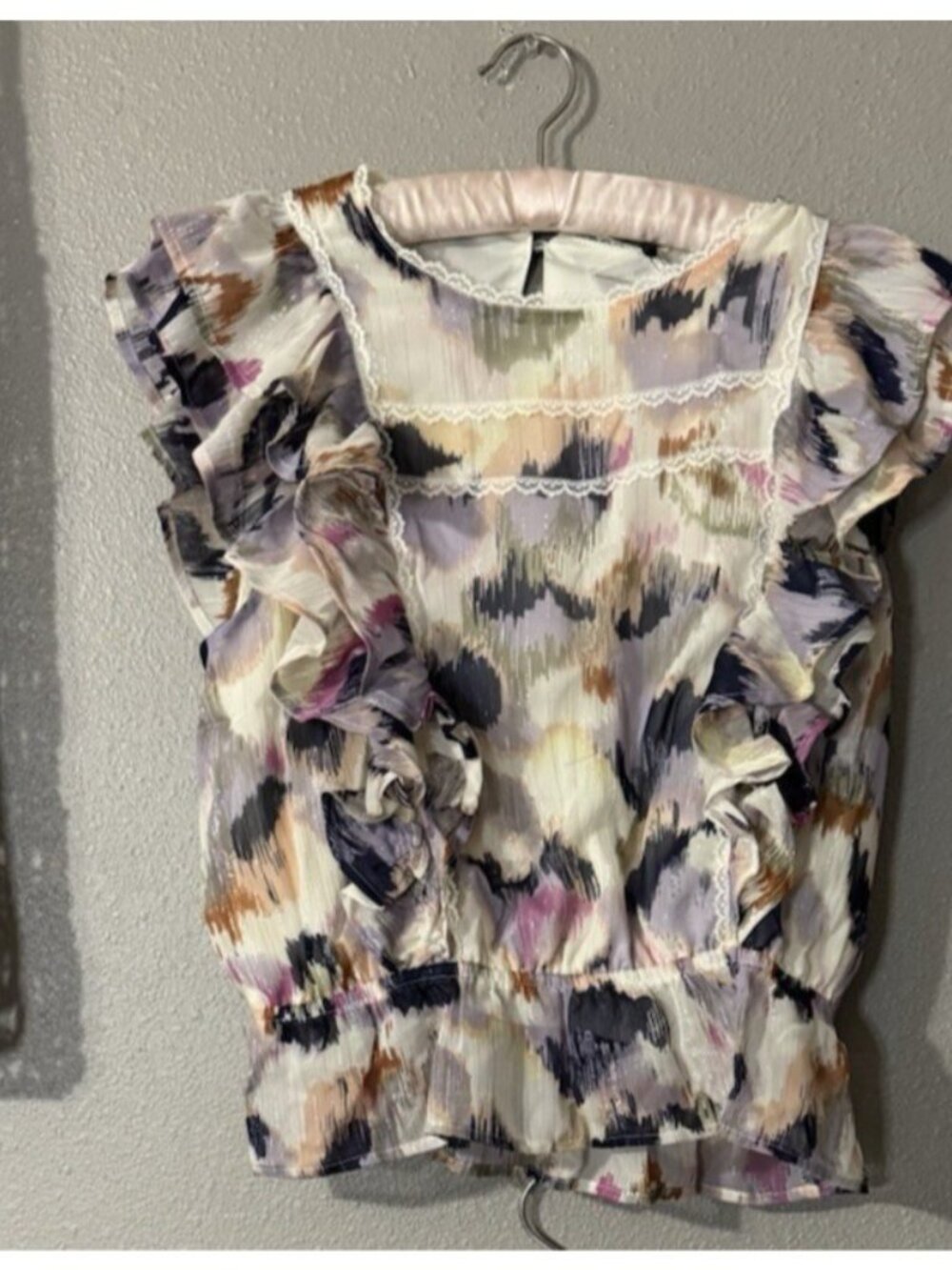 Spring & Mercer Colorful Smocked Tiered Ruffle Top M Medium NEW - Picture 2 of 8